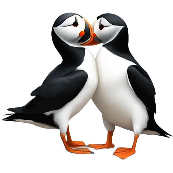 Puffins nuzzling emoji