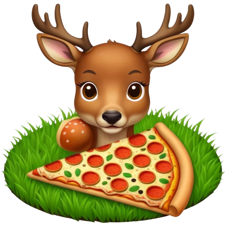 A deer eating pizza  emoji