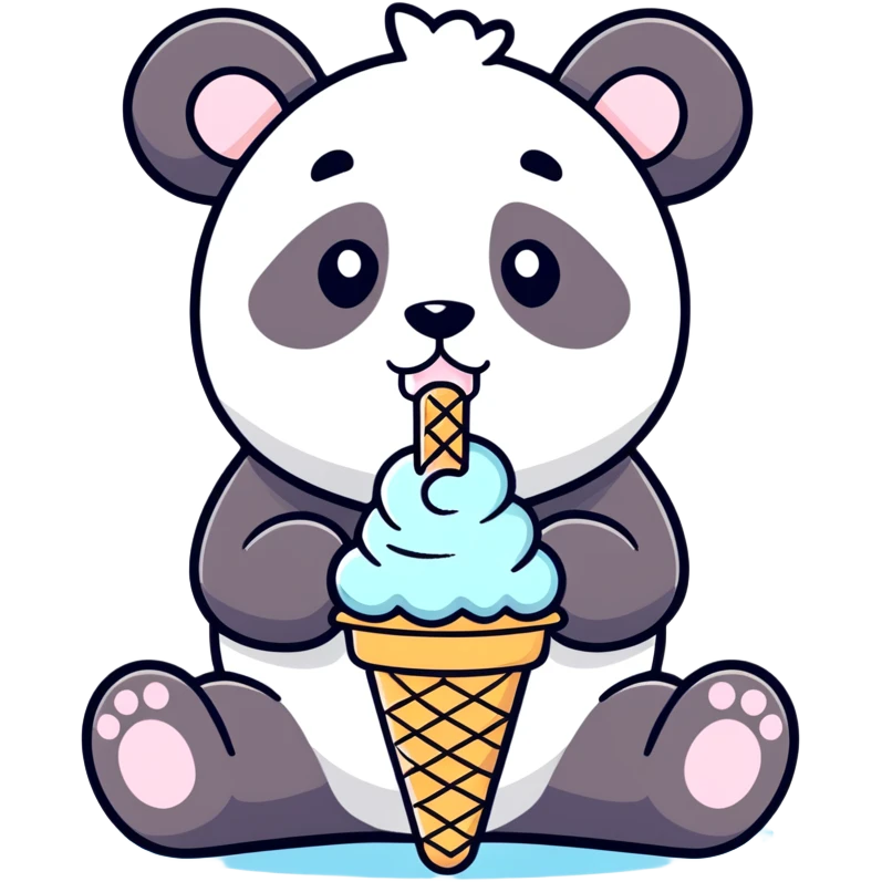 Panda eating ice cream emoji