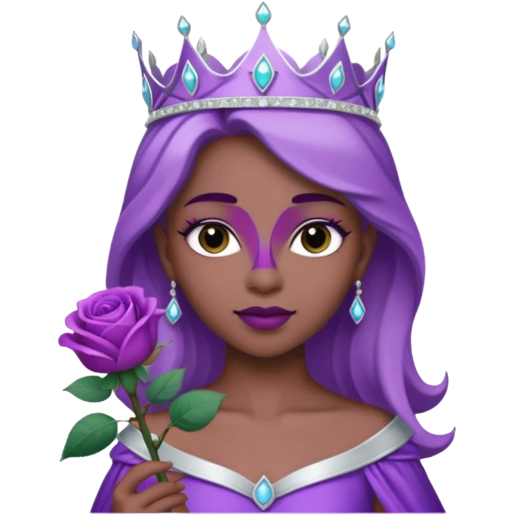 Purple rose flower with silver tiara emoji