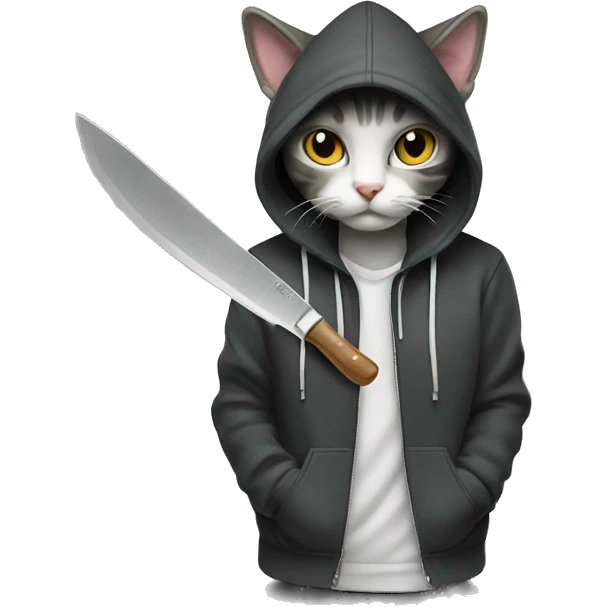 cat with knife and hoodie emoji