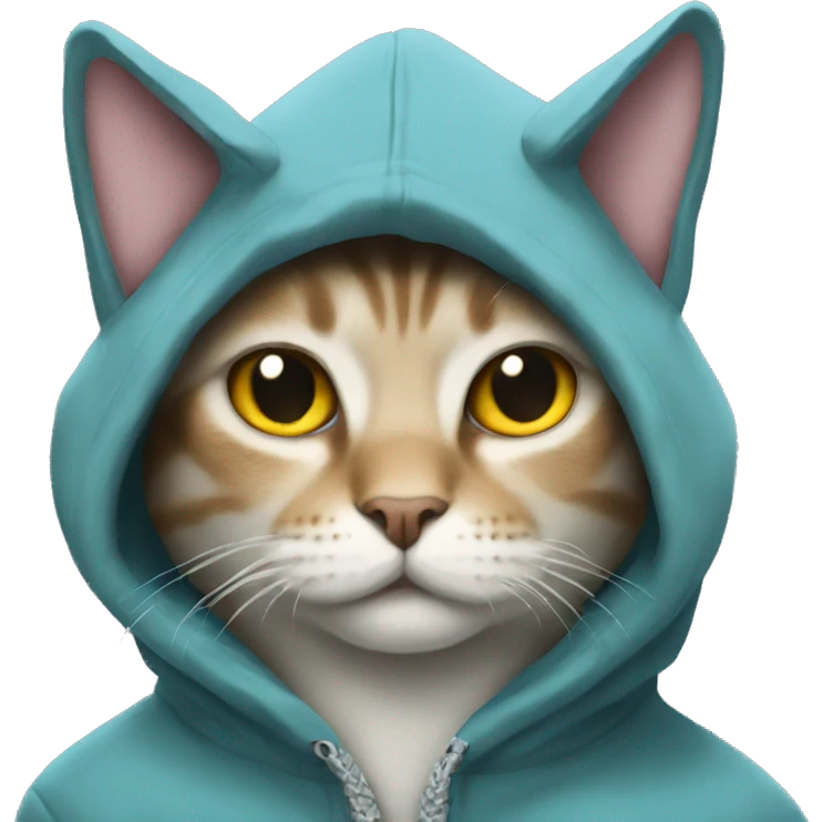 Cat wearing a shark hoodie emoji