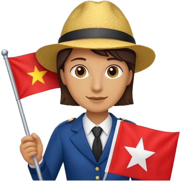 A Tour operator, male or female doesn't matter, get them holding a flag emoji