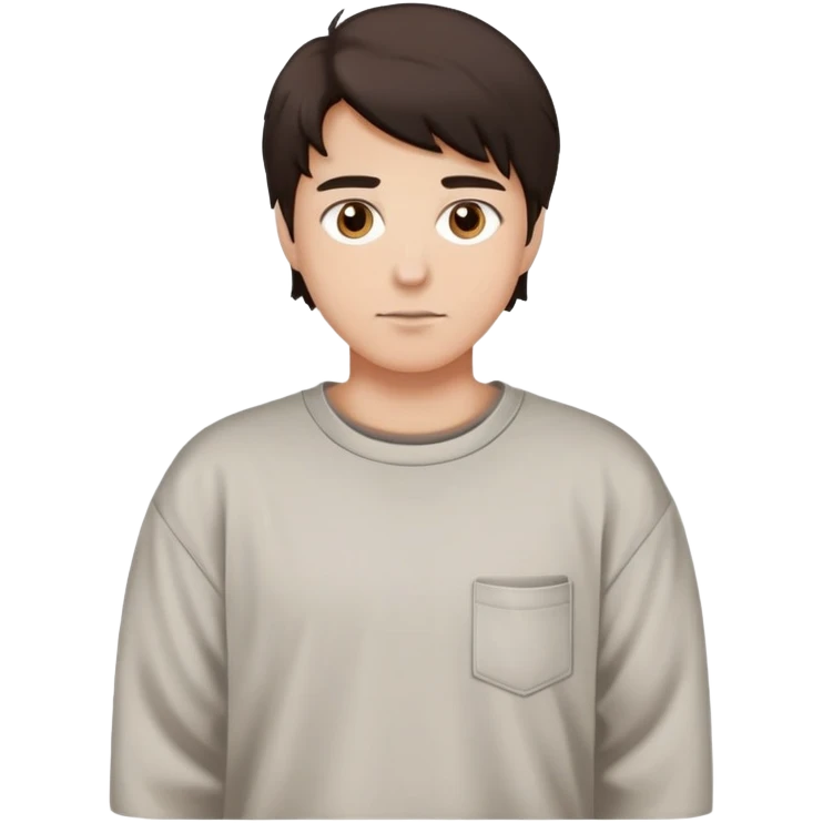 Black+brown hair, brown eyes, baggy tshirt with full sleeve  emoji