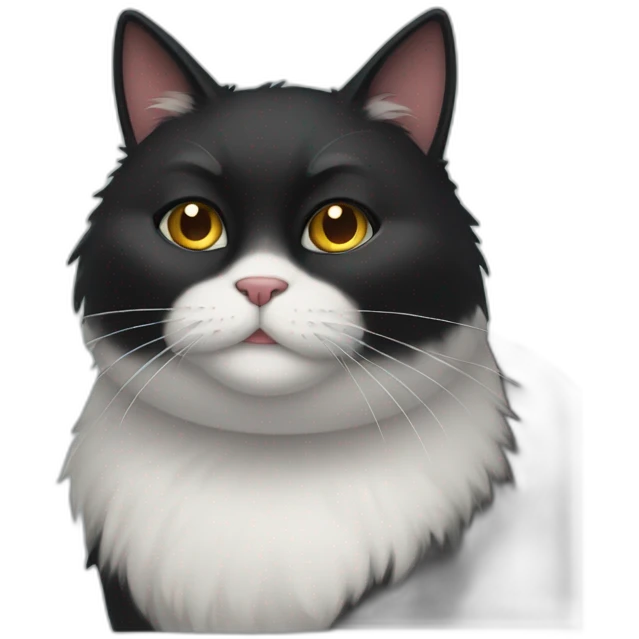 fat furry black cat emoji