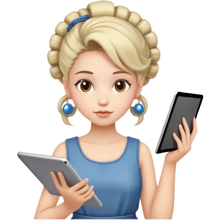 Необычная прическа и одежда, держит планшет девушка emoji