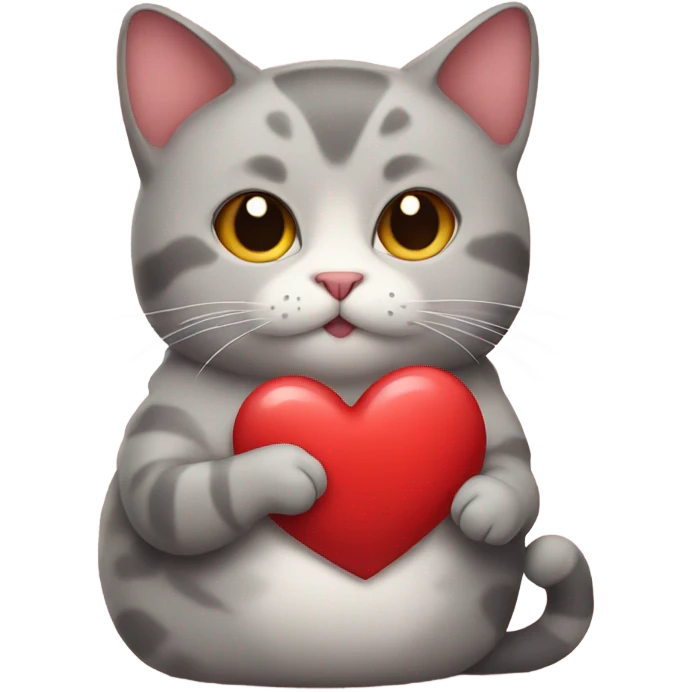 Cat holding big heart emoji