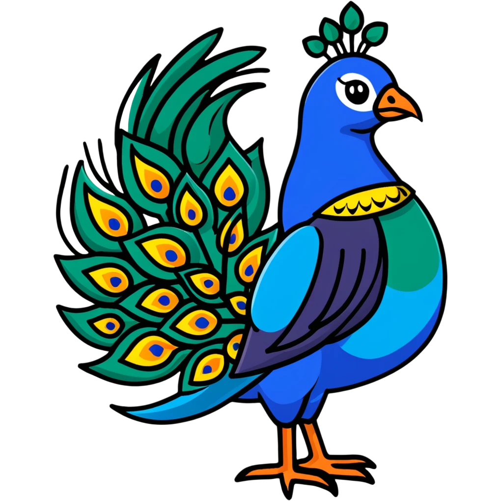 colorful peacock with Hindi word Husn meaning beauty emoji