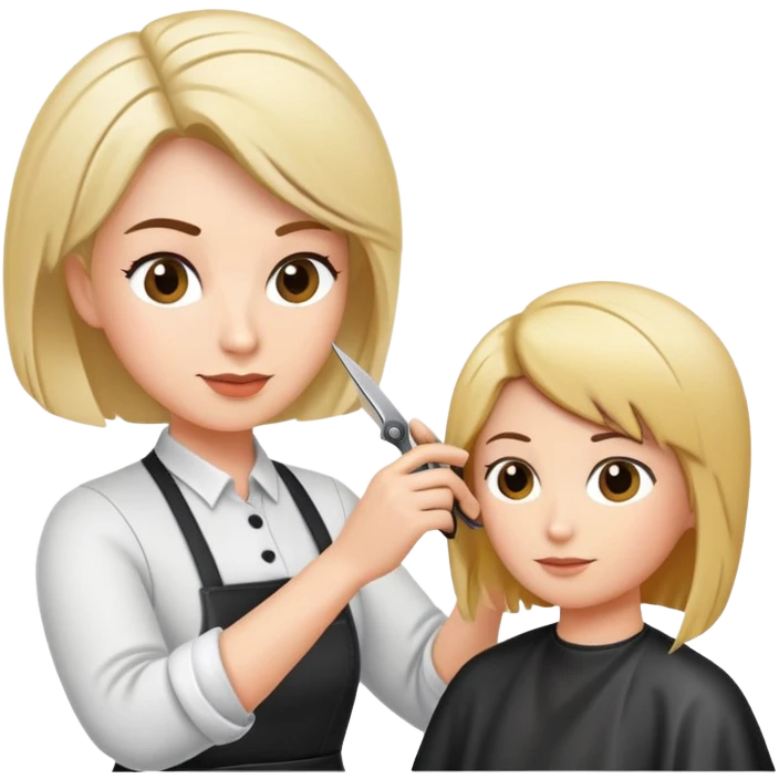 hair stylist teacher showing cutting techniques to students emoji