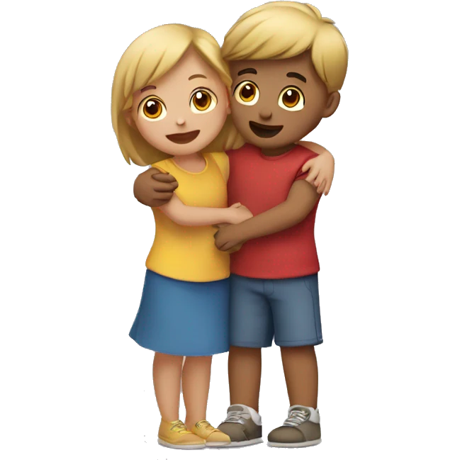2 girls and 1 boy hugging  emoji