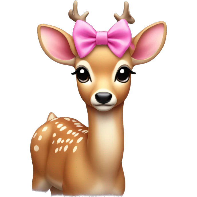 pretty deer with pink bow to the side of its head  emoji