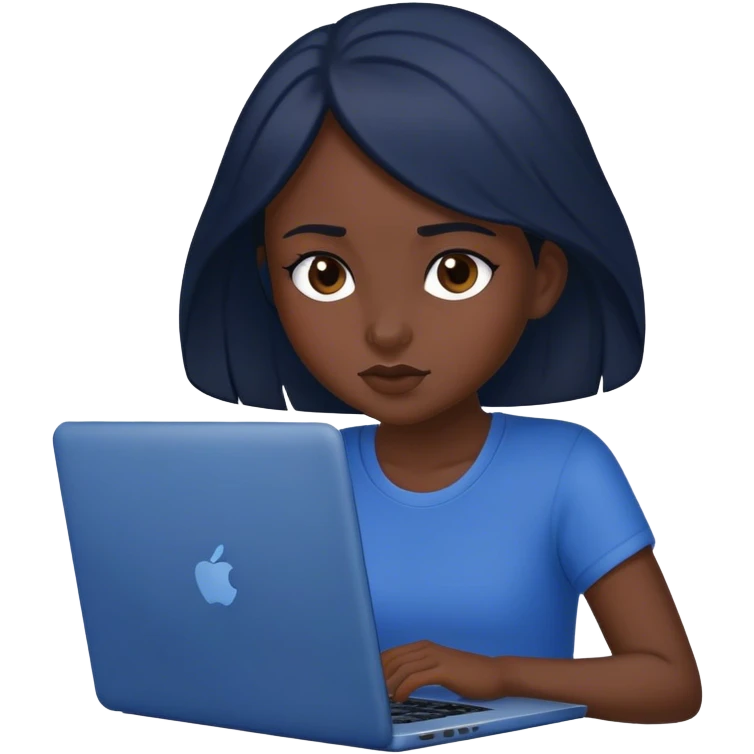 dark-haired girl at a dark blue laptop emoji