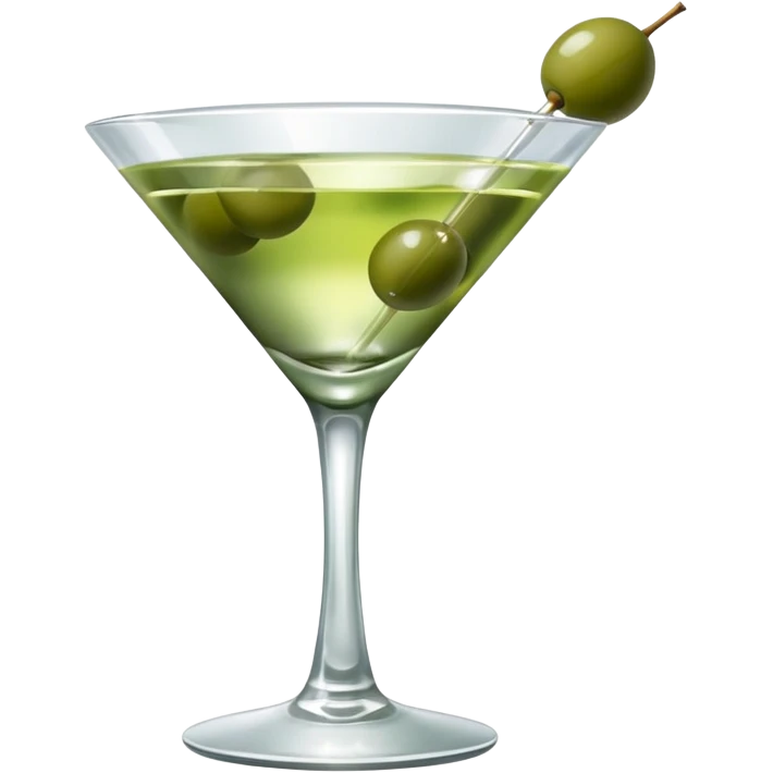 martini with 3 green khaki olives. liquid should be a bit more of a clear color. fancy  emoji