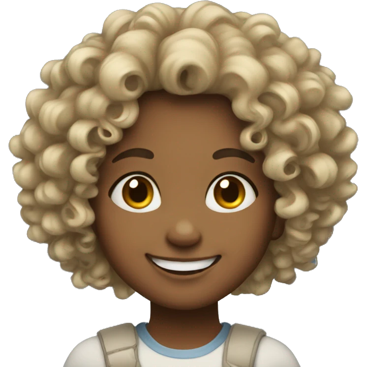 Smiling girl with a curly hair  emoji