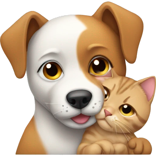 Dog cuddleing a cat emoji