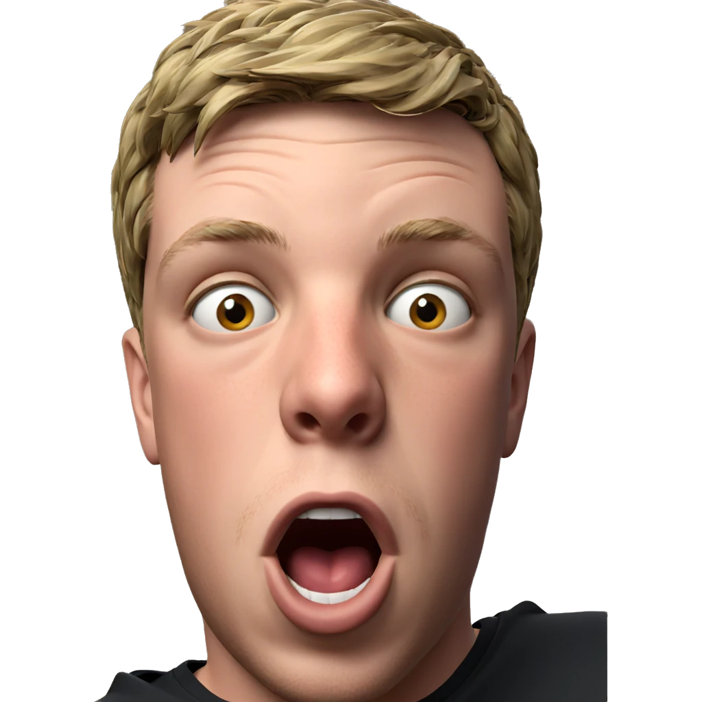 blonde boy with open mouth emoji