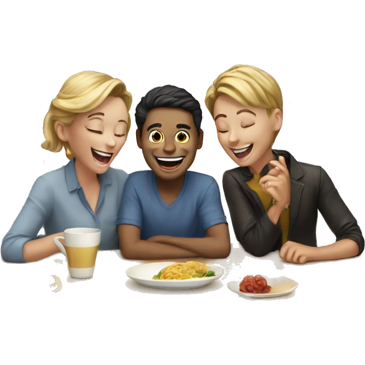 4 people laughng around a table emoji