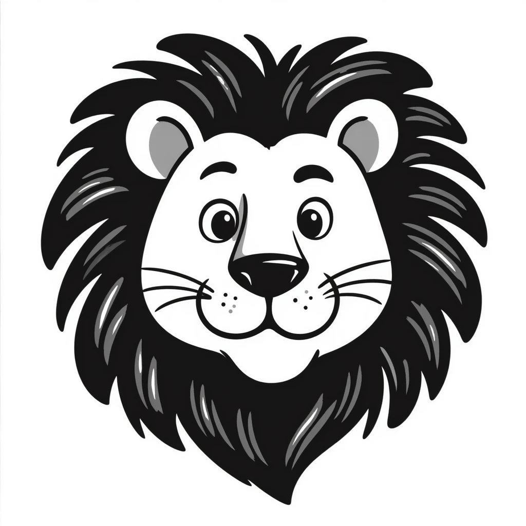 hand-drawn lion face with detailed mane emoji