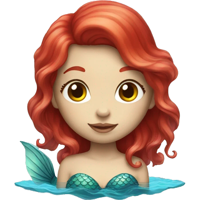 mermaid with red hair with a heart emoji