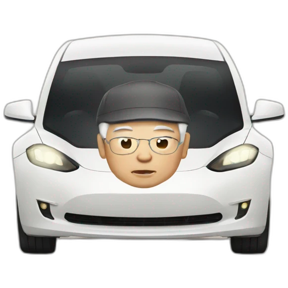 old chinese man driving a tesla emoji