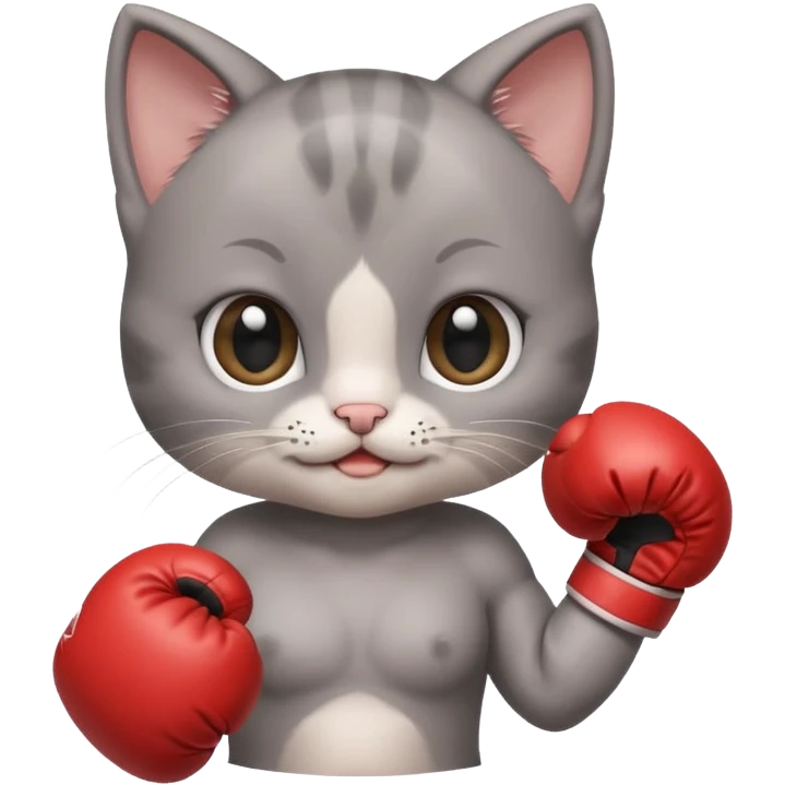 Smiling Gray baby girl kitten boxing  emoji
