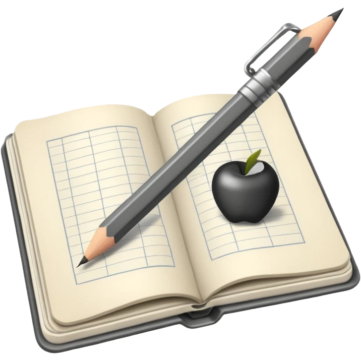 sketchbook with pencil
 emoji