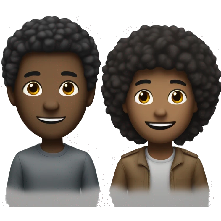 > "Create a Memoji representing a young black man, 19 years old, with dark skin and a mini afro. Half of his face is visible with soft features and a friendly smile, while the other half is partially covered by a Guy Fawkes mask. emoji