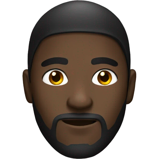 Create a emoji of a black man staring with black hood, pitch black eyes, thin beard emoji