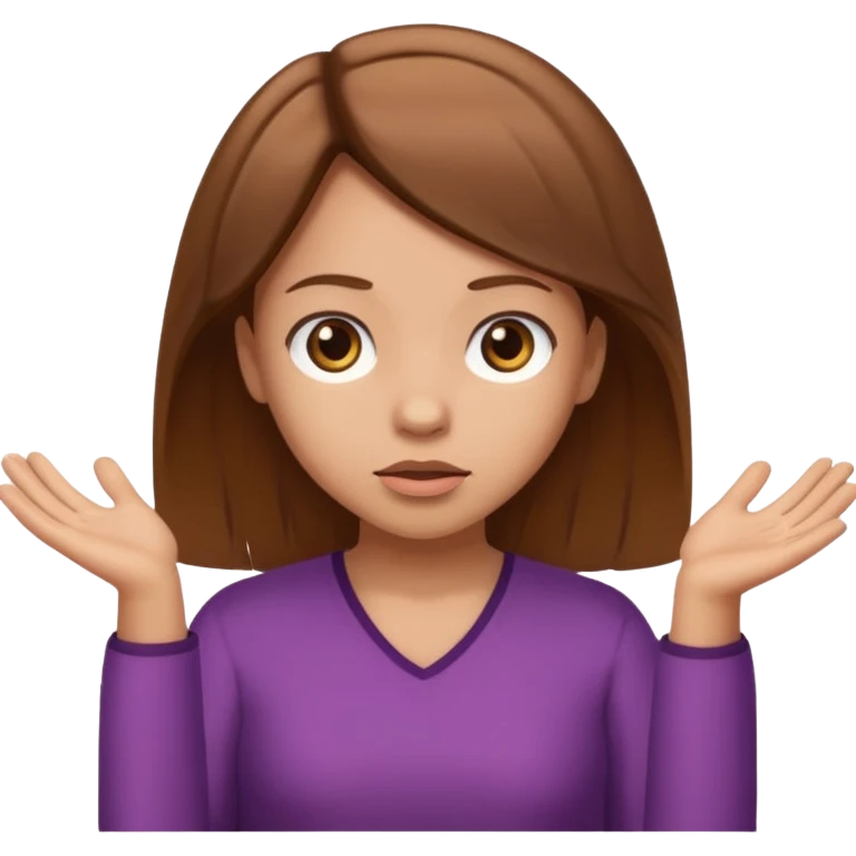 Girl with light skin a brown hair shrugging emoji