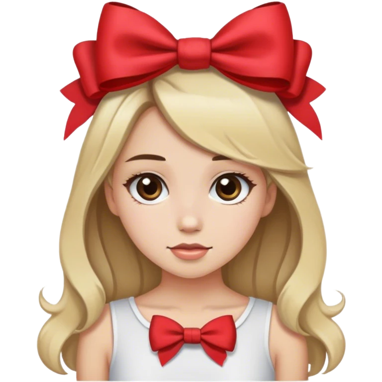 帶著蝴蝶結 頭髮是深棕色且挑染金色的白皮膚女孩 emoji