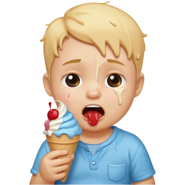 Baby crying while eating ice cream emoji