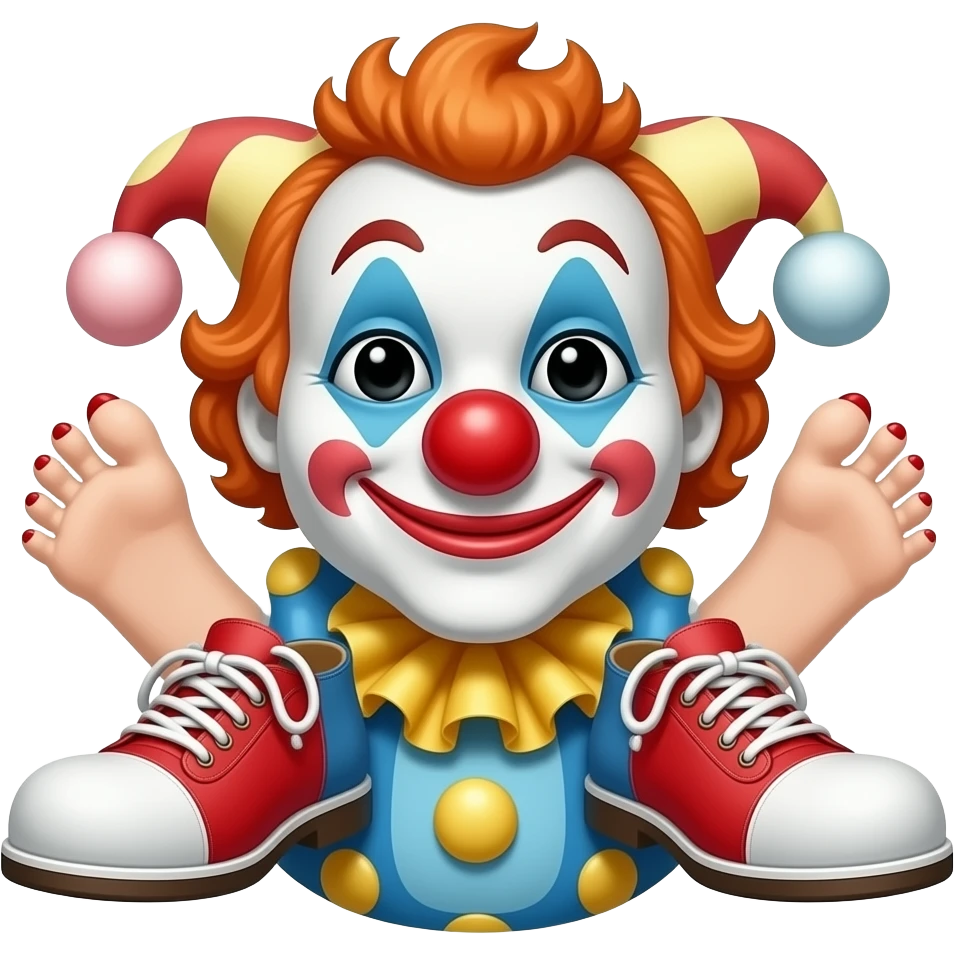 White toes with red toenails ripping of clown shoes emoji