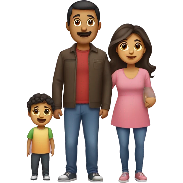 Hispanic mom, dad, little girl and baby boy emoji