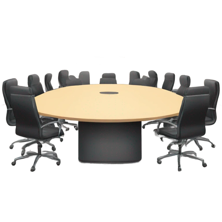 Conference room with chairs and hats emoji