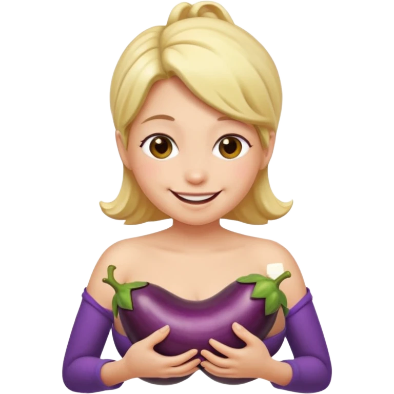 Bare tits, rubbing eggplant on chest emoji emoji