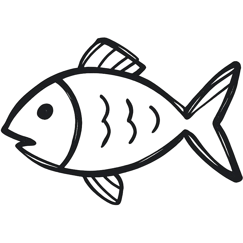 hand drawn outline fish emoji