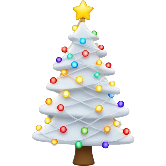 White Christmas tree with colorful string lights emoji