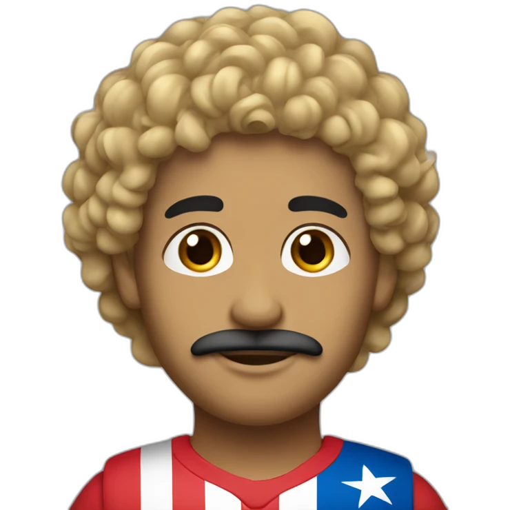 Puerto Rican with curly hair and blonde tips with a small mustache emoji