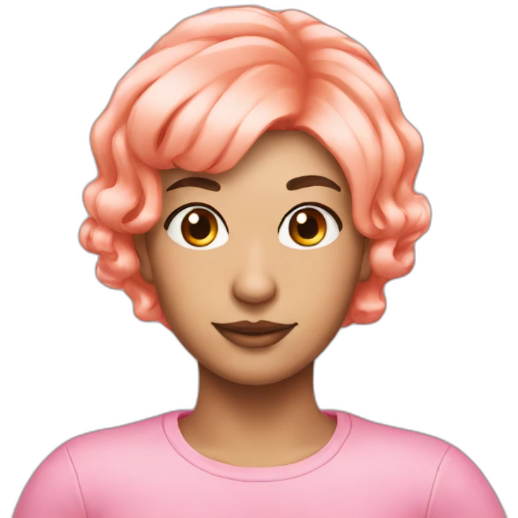 Pink wig thick peach emoji