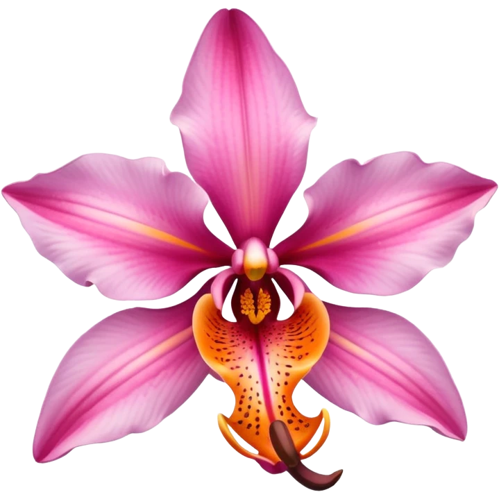 single pink and orange orchid and oriental lily flower emoji