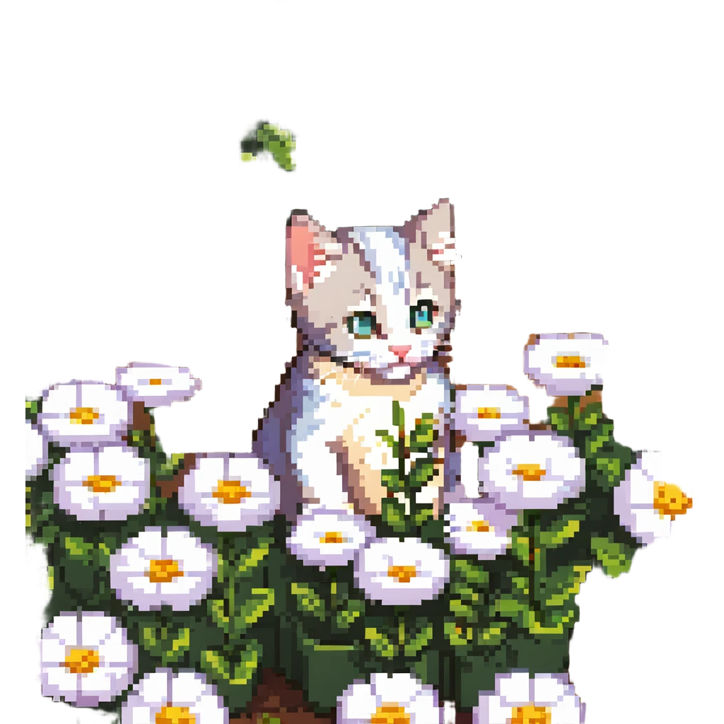 Kitten smells flowers emoji