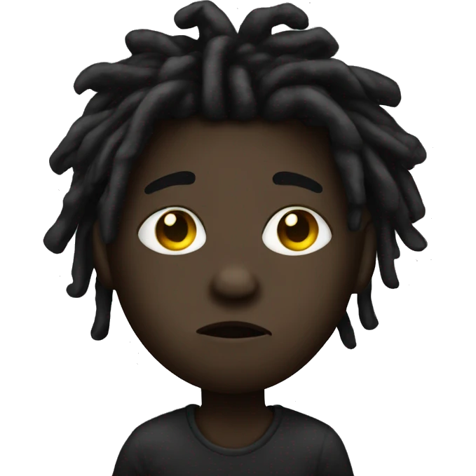 Dark boy with dreads covering lips with one finger emoji