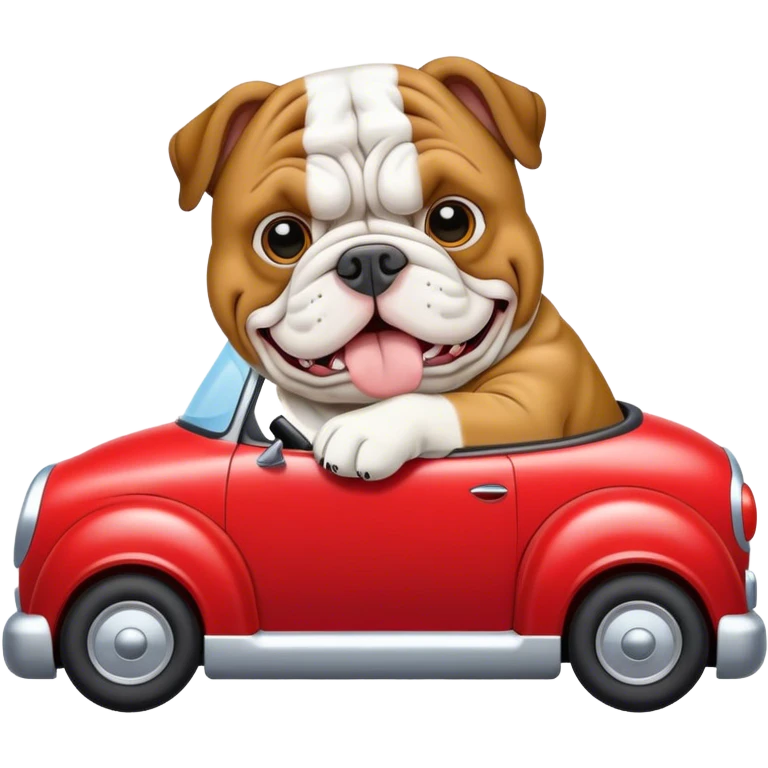 Bulldog driving a car  emoji
