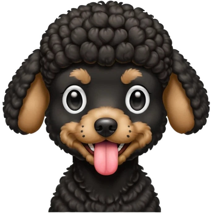 Black tiny small poodle with its tongue out  emoji