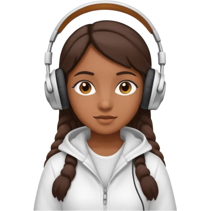 Muchacha morena con audífonos y ropa blanca iPhone emoji