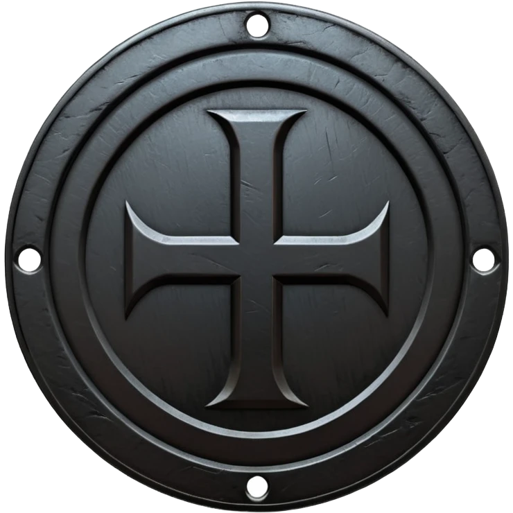Minimal emoji, gothic metal coin made of black steel, engraved number 1 at the center, ancient industrial aesthetic, worn metal texture, no glow, no neon, flat emoji design, centered, transparent background emoji