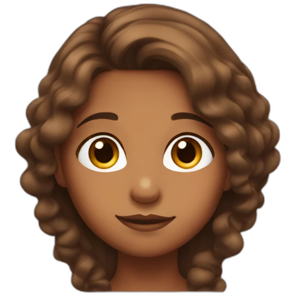 blushing brown girl looking down with long hair emoji