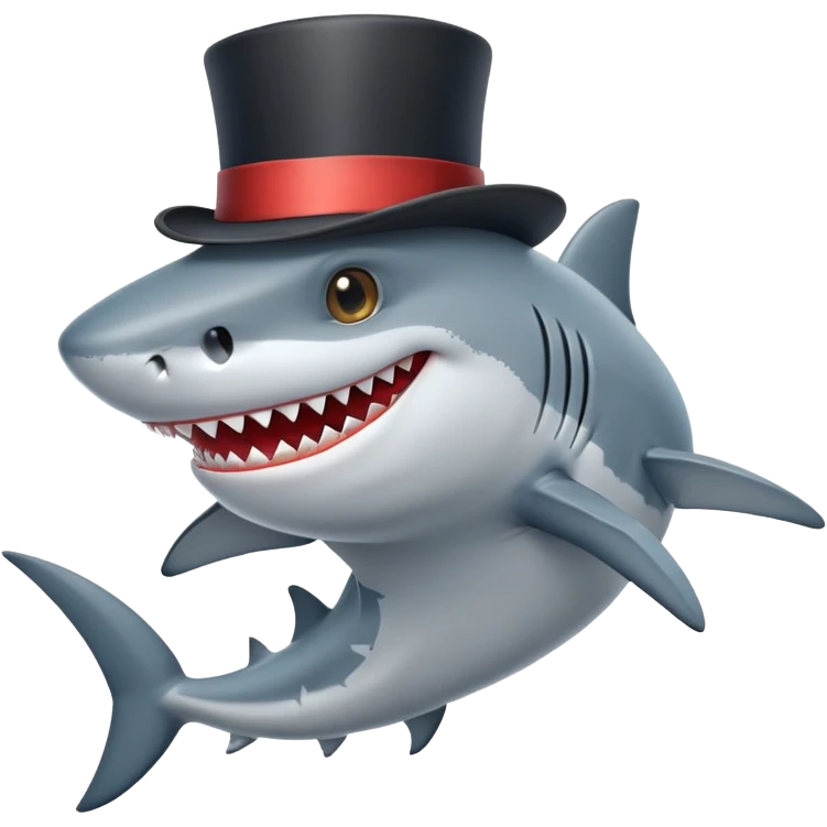 Shark with a top hat emoji