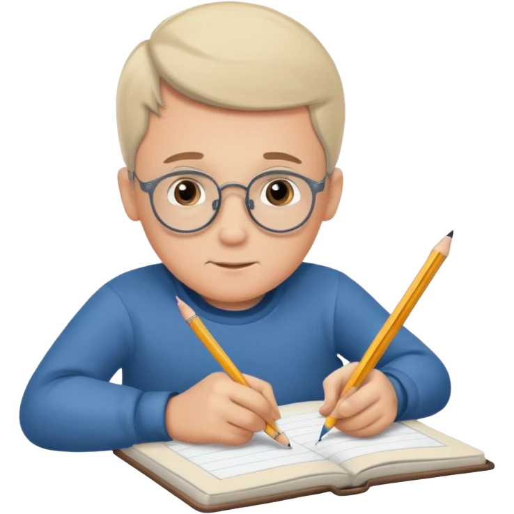 boy drawing grandpa on notebook emoji