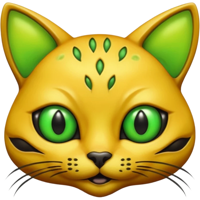 dark yellow alien cat face with alen eyes emoji